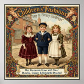 1890年代のビンテージ子供服の広告 ポスター (正面)