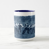 1890年代のメンズマンタッグO-War Tug of Warフォトブルー マグカップ (中央)