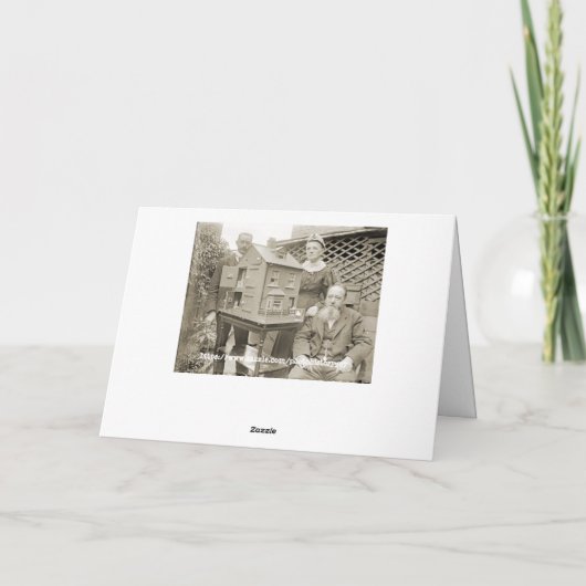 1890年代のヴィンテージの写真の家の暖まる移動 カード (裏面)