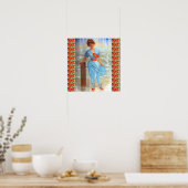 1890年代の女ビクトリアン性のビーチプリント ポスター (キッチン)