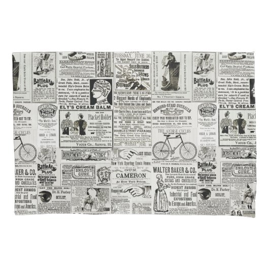 1890年代の広ビクトリアン告新おもしろい聞広告グラフィックス 枕カバー (正面左)