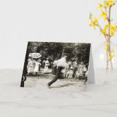 1890年代の男の子の連続した競争のジョギングのマラソン10Kの写真 カード (黄色い花)