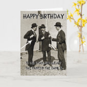 1890年代の男性がビールハッピーバースデー おもしろい カード (黄色い花)