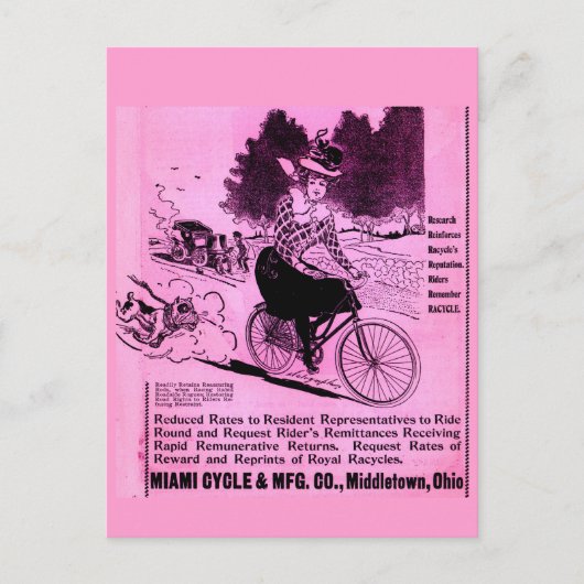1890年代の自転車及び自転車 ポストカード (正面)