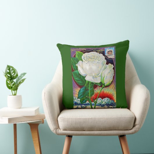 1890年代バラカタログイラストレーションホワイトローズ クッション (椅子)