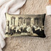 1890年代メンズ理容師ショップヘアサロン写真 ランバークッション (ブランケット)