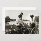 1890年代自転車旅行招待状女ビクトリアン性時代 招待状 (正面/裏面)