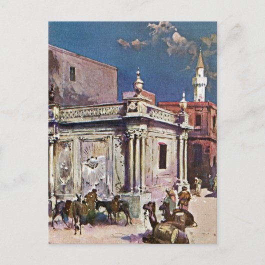 1890年代 ヴィンテージ トリポリ リビア 水彩画 ポストカード (正面)