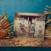 1890年代C.1890年代の人力車の女性（カラー写真） フォトプラーク (側面)