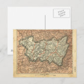 1890年国フランスの分地図 ポストカード (正面/裏面)