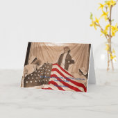 1890年頃のアメリカ国旗の写真と引用文 カード (黄色い花)