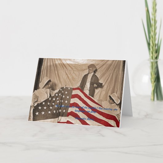 1890年頃のアメリカ国旗の写真と引用文 カード (正面)