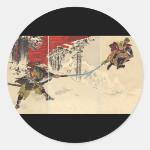 1890年頃の雪の中での侍の戦い ラウンドシール
