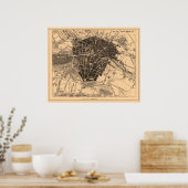 1890年頃ドイツ・ベルリンの地図 – 1907年 ポスター (キッチン)