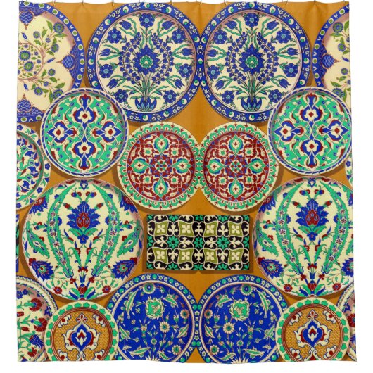 1890年頃ペルシアのモチーフプリント シャワーカーテン (正面)