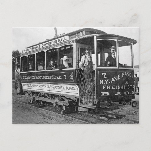 1890年、ワシントンD.C.の路面電車 ポストカード (正面)