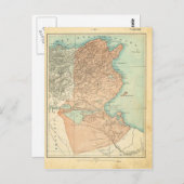 1890年、国フランスの地図チュニジア ポストカード (正面/裏面)