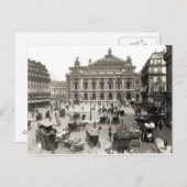 1890年～99年のパリ・オペラハウスの眺め ポストカード (正面/裏面)