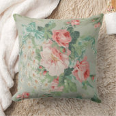 1890英国ヴィンテージファブリックバラとデイジー クッション (ブランケット)