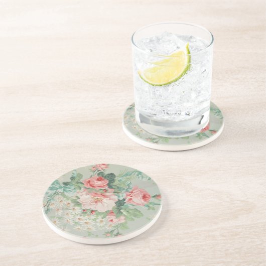 1890英国ヴィンテージファブリックバラとデイジー コースター (側面)