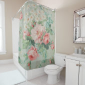 1890英国ヴィンテージファブリックバラとデイジー シャワーカーテン (インサイチュ)