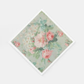 1890英国ヴィンテージファブリックバラとデイジー スタンダードランチョンナプキン (角)