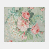 1890英国ヴィンテージファブリックバラとデイジー フリースブランケット (正面(横))