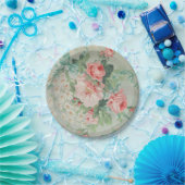 1890英国ヴィンテージファブリックバラとデイジー ペーパープレート (パーティー)