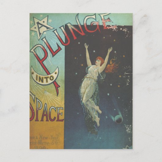 1890sヴィンテージ宇宙女性本カバー ポストカード (正面)