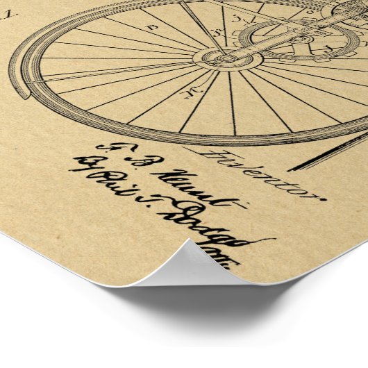 1891チェーンレス自転車デザイン特許プリント ポスター (角)