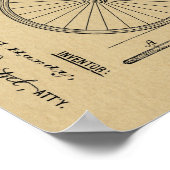 1891ヴィンテージ自転車ギアデザイン特許プリント ポスター (角)