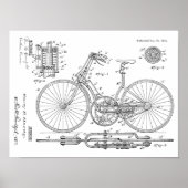 1891ヴィンテージ自転車ギアデザイン特許プリント ポスター (正面)