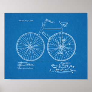 1891ヴィンテージ自転車デザイン特許プリント ポスター