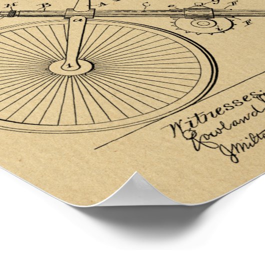 1891ヴィンテージ自転車管デザイン特許プリント ポスター (角)