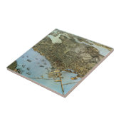 1891年のワシントン州シアトル鳥瞰図 - 古地図 タイル (側面)