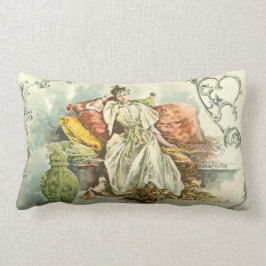 1891年の雑誌からの本を持つビクトリアンな女性、 ランバークッション