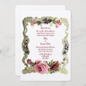 1891年ビクトリアンバロック・ロココスタイルフローラ 招待状 (正面/裏面)