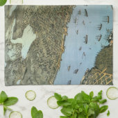 「1891年、ドイツの地図製作者、Augustus Kochによる、ワシントン州シアトル市の鳥瞰図を キッチンタオル (折り畳み)