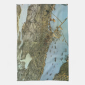 「1891年、ドイツの地図製作者、Augustus Kochによる、ワシントン州シアトル市の鳥瞰図を キッチンタオル (縦)