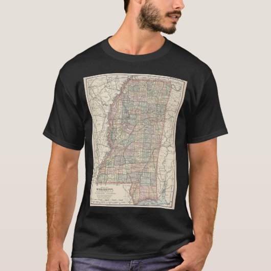 1891年 ミシシッピ州 ヴィンテージ地図 Tシャツ (正面)
