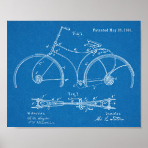 1891自転車春枠デザイン特許プリント ポスター