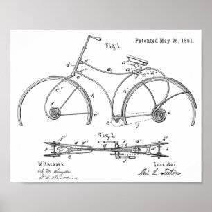 1891自転車春枠デザイン特許プリント ポスター