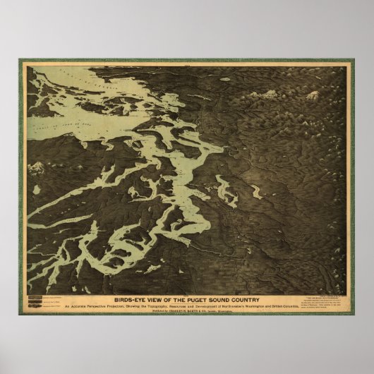 1891 Map of Puget Sound - Washington, British Col. ポスター (正面)