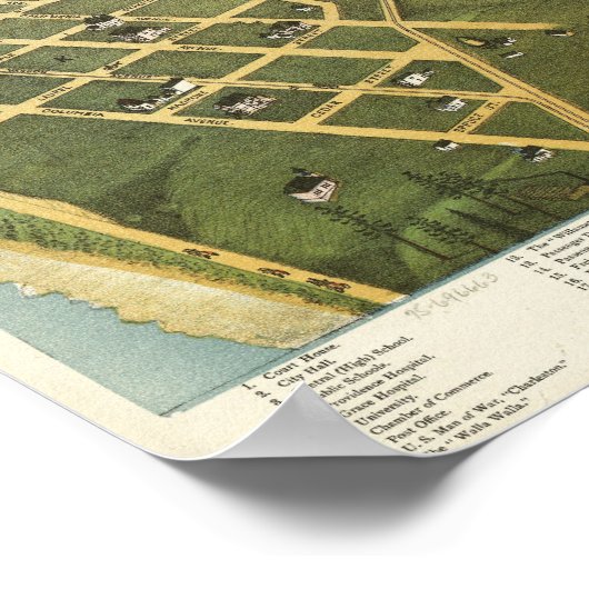 1891 Seattle, WA Birds Eye View Panoramic Map ポスター (角)