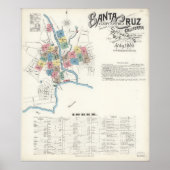 1892サンタクルーズカリフォルニアの地図 ポスター (正面)