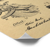 1892チェーンレス自転車特許スケッチプリント ポスター (角)