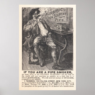 1892年のSurbrug's Golden Scepter Pipe Tobacco Ad ポスター