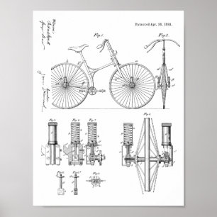 1892自転車休止デザイン特許プリント ポスター