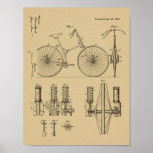 1892自転車休止デザイン特許プリント ポスター