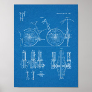 1892 Bicycle Suspension Design Patent Art Print ポスター